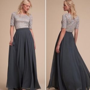 BHLDN Anthropologie Lace Jive Silver Fog Top Med
